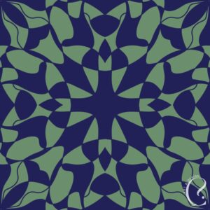 “Indigo Grove” - Digital Pattern - Brutalist style hand drawn mosaic design